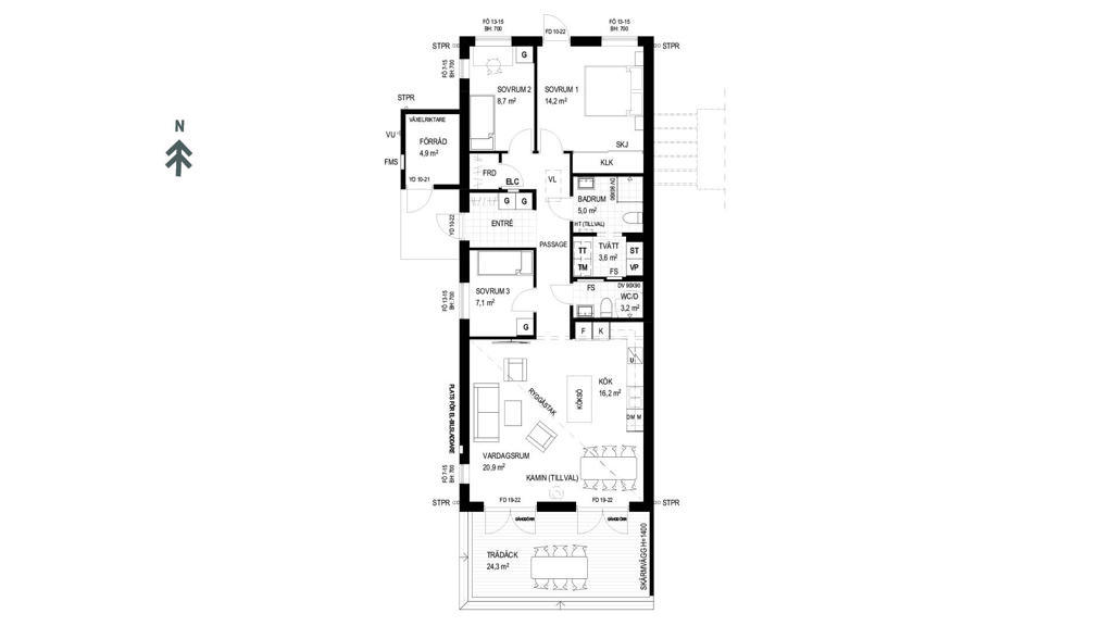 Planlösning hus 20, Utslagsplatsen Vegeljung