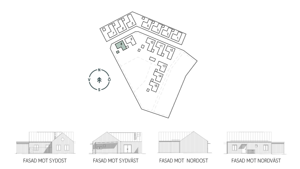 Fasadritningar hus 8, brf. Svingen i Ängelholm