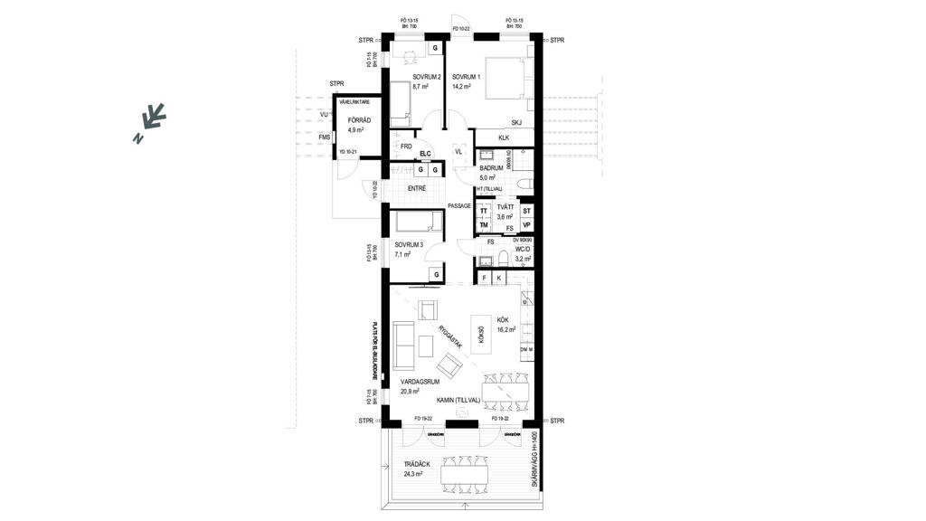 Planlösning hus 18, Utslagsplatsen Vegeljung