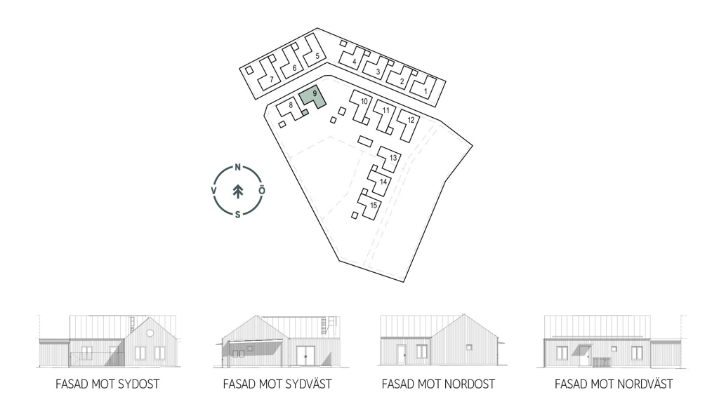 Fasadritningar hus 9, brf. Svingen i Ängelholm