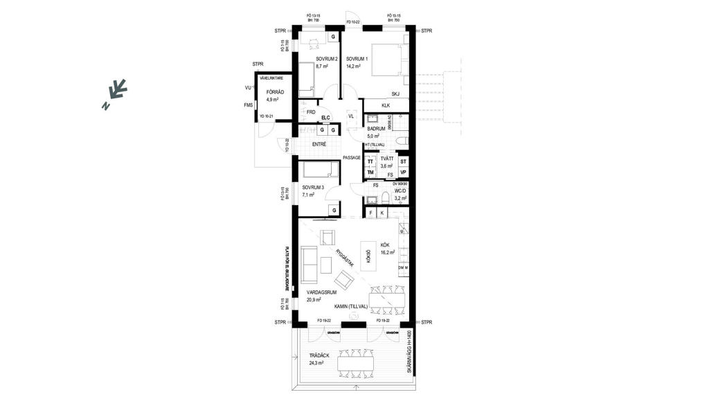 Planlösning hus 17, Utslagsplatsen Vegeljung