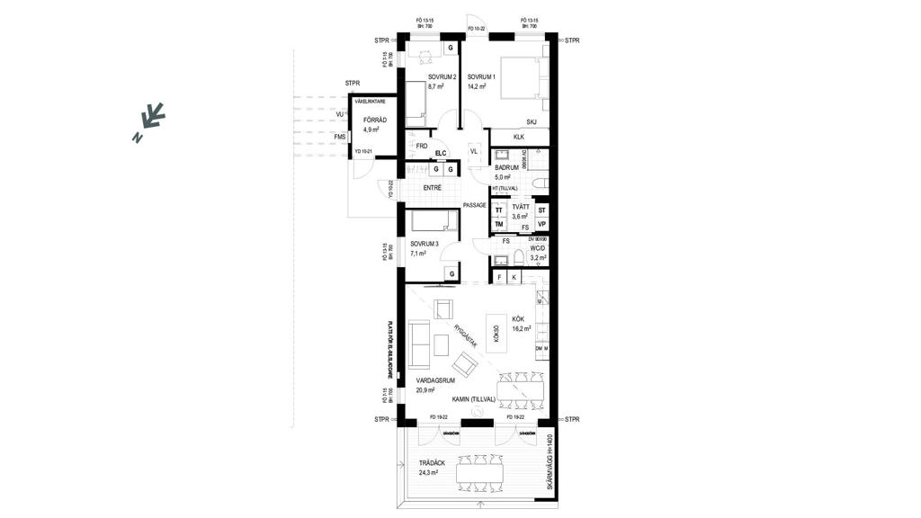 Planlösning hus 19, Utslagsplatsen Vegeljung